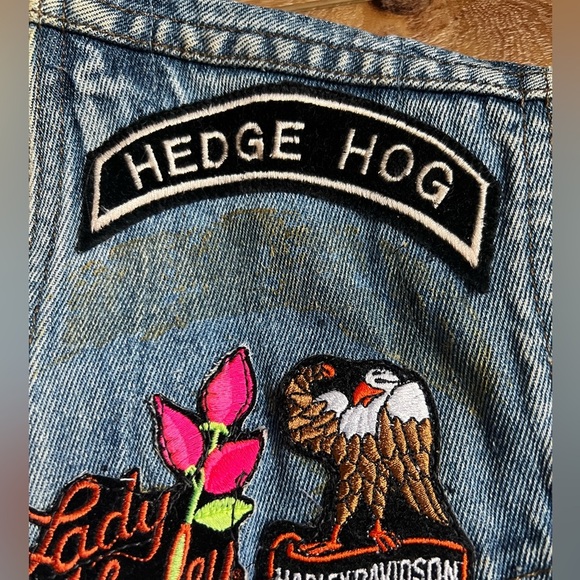 VTG Harley-Davidson Ladies of Harley 1990s Denim Vest Blue Jean Patchwork Large - Picture 14 of 15
